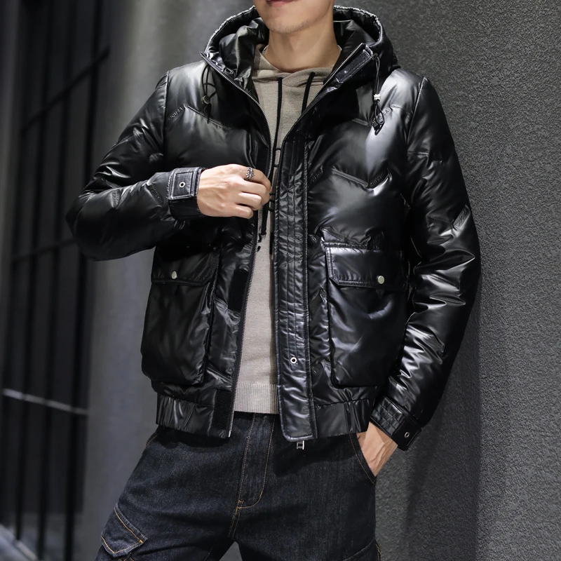 

2020 Winter Loose Jackets Male Short Jacket Thick Warm White Duck Snow Hooded Men's Down Coat