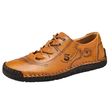 

2020 Men Shoes Leather Formal Lace-up Shoes Men Leather Men Flats Shoes Mens Casual Loafers Outdoor Rubber Sole Big Size 38-48