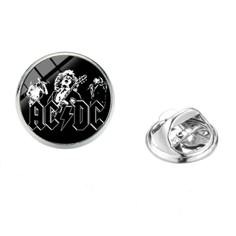 SONGDA Harajuku AC/DC рок группа нагрудные булавки хип хоп красный логотип ACDC стекло с принтом купол металлические броши для фанатов модные аксессуары - Окраска металла: Style 4