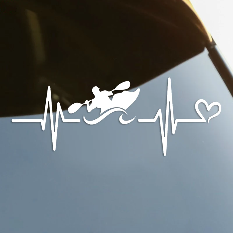 

Heartbeat Kayak Die-Cut Vinyl Decal Car Sticker Waterproof Auto Decors on Car Body Bumper Rear Window Laptop Choose Size #S60231