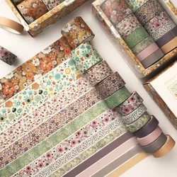 Ensemble de rubans Washi à plantes mignonnes, 12 pièces/paquet, ruban de masquage coloré, adhésif décoratif, autocollant pour bricolage, fournitures de papeterie pour Scrapbooking 