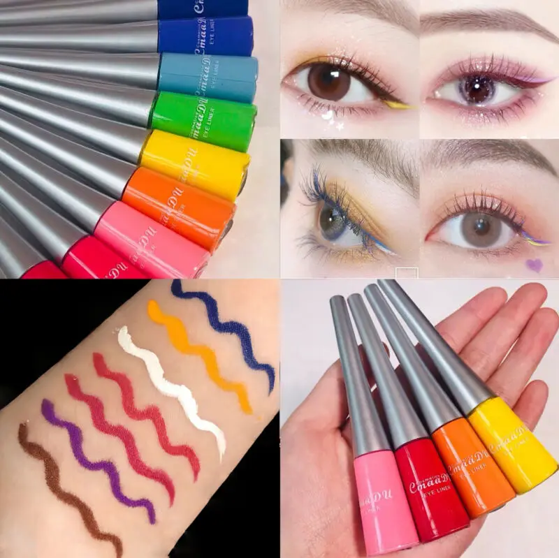 Color waterproof green white matte liquid eyeliner makeup liquid eyeliner blue green yellow eye makeup pen Color waterproof green white matte liquid eyeliner makeup liquid eyeliner blue green yellow eye makeup pen
