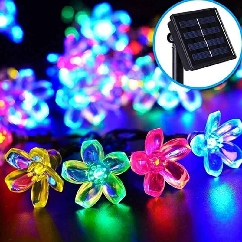 LED Solar Powered Lamp Flower Solar Christmas Light String Solar Light String Fairy Lights Outdoor Waterproof Wedding Decor (3)