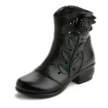 

Autumn Cut-Outs Women Boots Handmade Fashion Holes Women Shoes Retro Genuine Leather Soft Ankle Martin Boots XKD8072