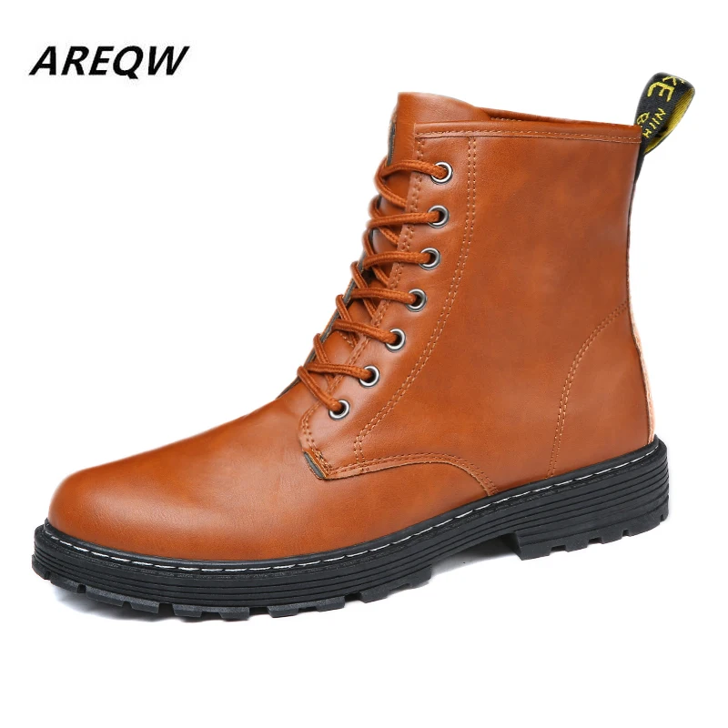 

2019 Leather Boots Men's Martin Leather Shoes Motorcycle Ankle Boots Warm Couple Unisex Oxfords Shoes