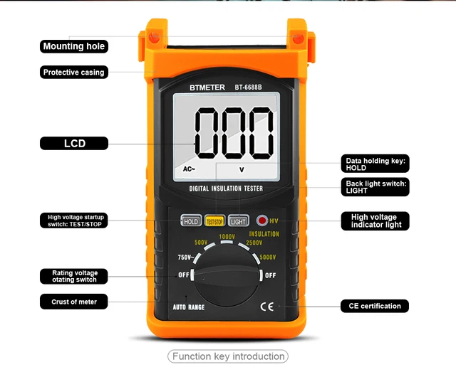 Tester Resistenza Isolamento AP-6688B - 5000V, 200G Ohm, Per Misure Elettriche Sicure - Foto 7