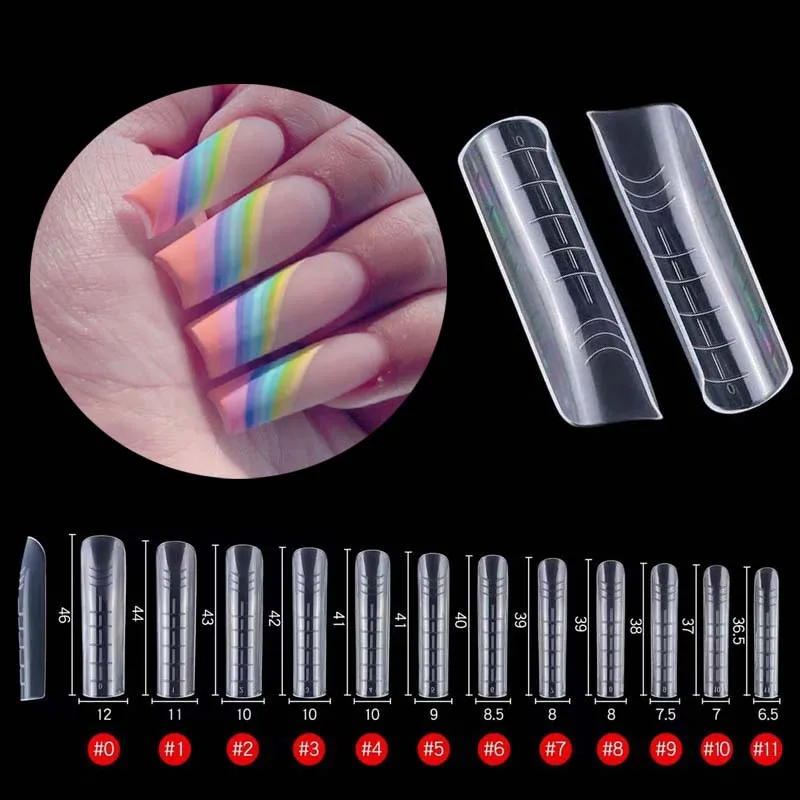 Clear Dual Form Extension Top Stampi Copertura Completa Costruzione Rapida Poly Nail Gel Sistema Per Unghie Decorazione Per Unghie Finte Fai-Da-Te