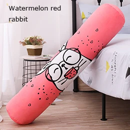 Плюшевая цилиндрическая подушка, Мультяшные животные, мягкая круглая подушка для сна, для взрослых, детей, ноги, поясничная Подушка, фламинго, 3 размера - Цвет: Watermelon rabbit