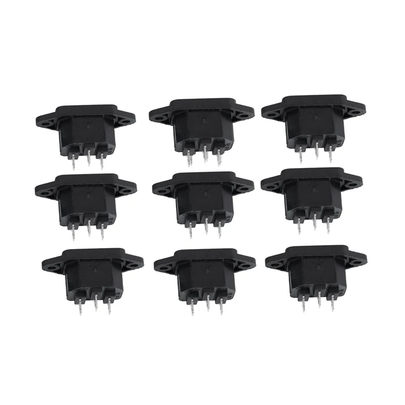 

250V 10A AC Power Socket Panel Mounted IEC320 C14 3 Terminals Plug 9 Pcs