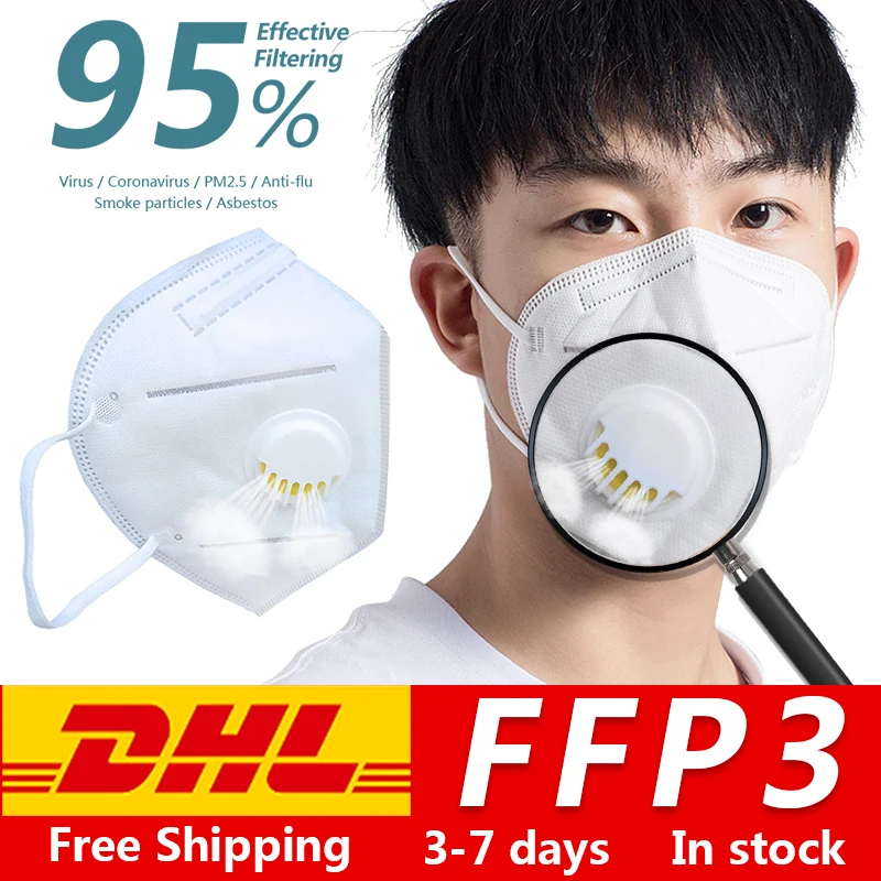 

FFP3 Mask with Breathing Valve Reusable mascarilla ffp3 Anti-virus 5 layers Anti-dust masque ffp3 breathing Valve N95 Masks DHL