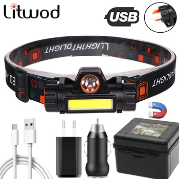 SUPER SALE ❤️ Portable mini Powerful LED Headlamp XPE+COB USB Rechargeable Headlight Built-in Battery Waterproof Head Torch Head Lamp - discount item 70% OFF Lights & Lighting