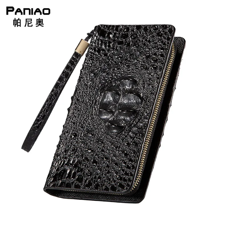 

New Style parnier ao Crocodile Pattern Men Zipper Handbag Western Style Long Card Bit More Wallet PU Mobile Phone Bag