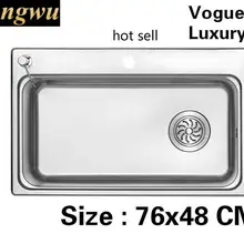 Квартира Высокое качество мыть овощи Кухня одинарная мойка раковина 304 нержавеющая сталь vogue большая горячая Распродажа 76x48 см