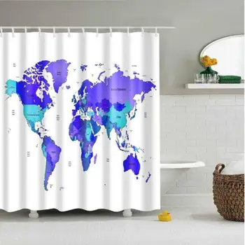 

Different World Map Pattern Shower Curtain Printing Bathroom Curtain Shower Wall Hanging Map Curtain World Map Shower Curtain