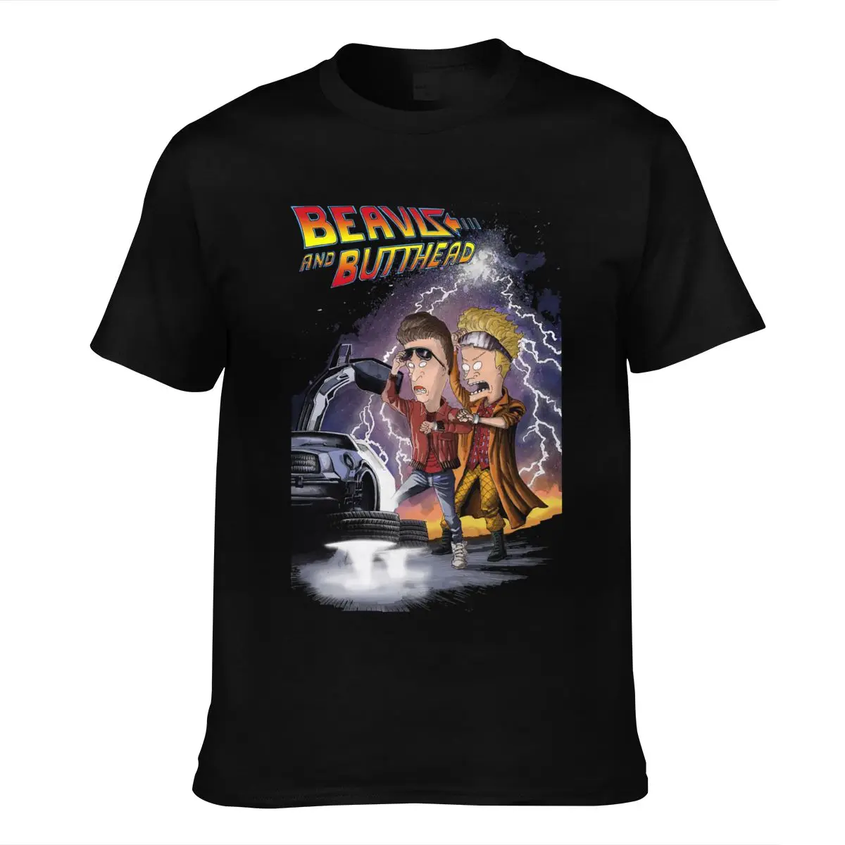 

Beavis and Butt-head X Back to The Future Combo T-shirt, Funny Tee Print Casual Cotton Short O-neck Cn(origin) Worsted