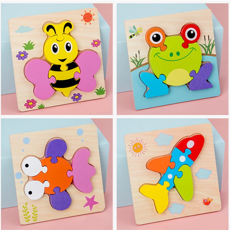 3D Shape Cognition Board Children's Jigsaw Puzzle Wooden Toys Kids Educational Toy