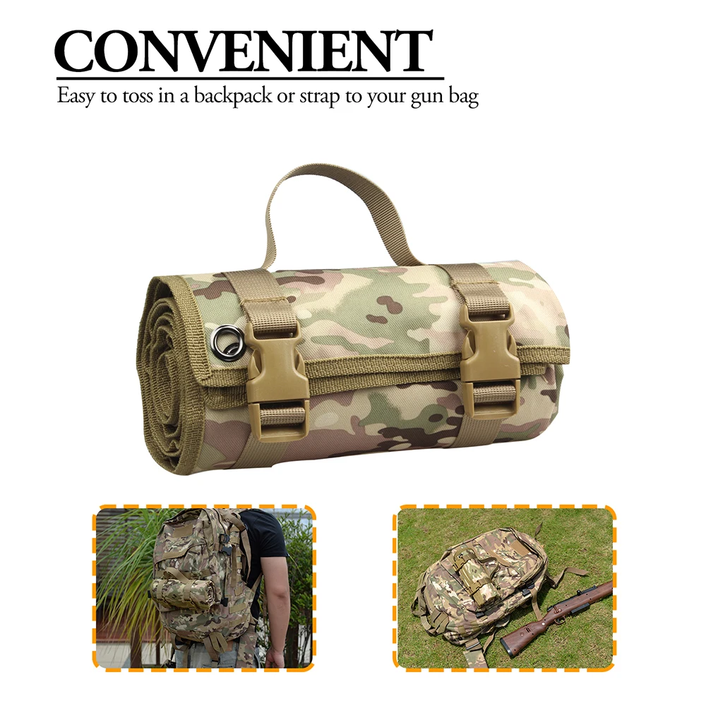 

Hunting Shooting Mat Roll-Up Cleaning Mat For Camping Tactical Lightweight Molle Pad Accessories for Gun Rifle Shotgun