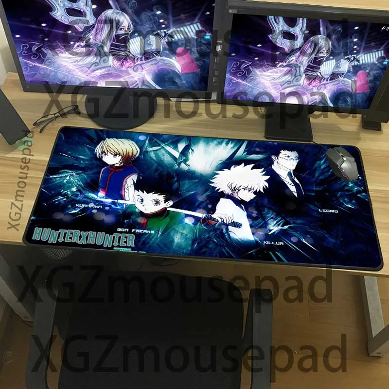 XGZ Anime Hunter HD Large Gaming Computer Desk Mat Black Lock Edge Custom Mouse Pad Natural Rubber
