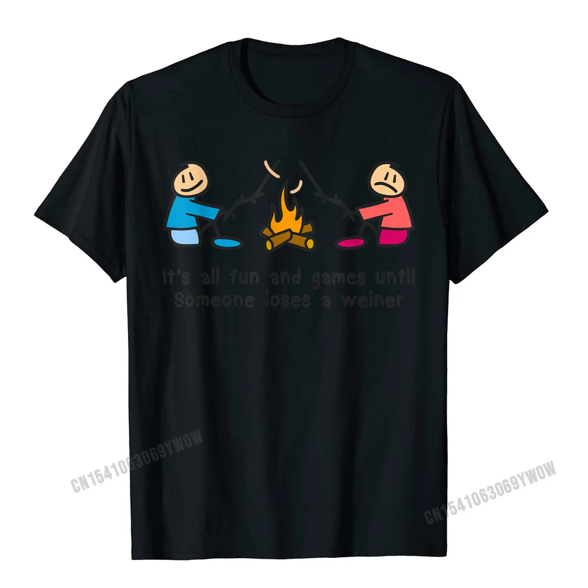 Simple Style Crew Neck T-shirts Summer/Autumn Tops Shirt Short Sleeve New Arrival 100% Cotton Party T Shirts Geek Mens Its All Fun and Games until someone loses a weiner t-shirt__255 black