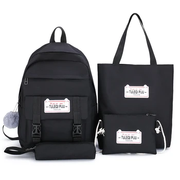 

New Fashion Women School Backpacks Nylon Schoolbag For Teenagers Girls Cute Student Bag Boys Bolsas Mochilas 4Pcs/set