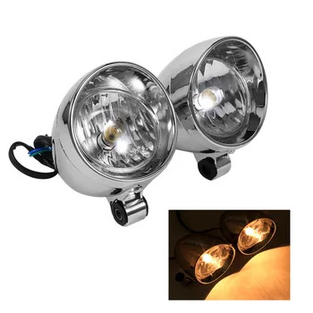 

2PCS Motorcycle Headlights Motorbike Bullet Fog Light For Yamaha For Honda For Harley For Davidson Car Accessories