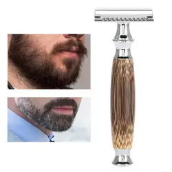 Retro Men's Razor with Natural Bamboo Handle Manual Safety Razor Corrosion-Resistant and Rust-Resistant Can be Washed Directly