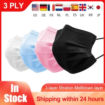 

Medical Face Mask Safe Masks Disposable Mouth Masks 3 Layer Elastic Earloop Protect surgical Masks 12-24h Shipping Fast Delivery