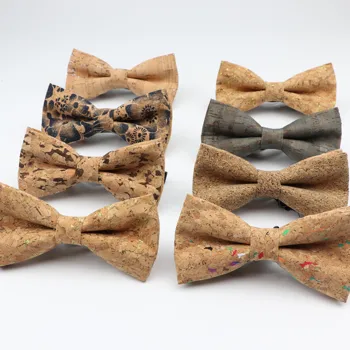 

New Men's Cork Wooden Fashion Bow Ties Man Novelty Handmade Solid Neckwear for Men Wedding Party Wood Gift Male Bowtie
