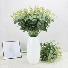 Planta artificial eucalipto plástico falso folhas árvore verde ramo para o casamento de natal decoração diy flor arranmento falso folhagem