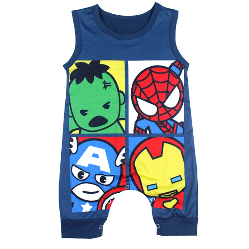 

Newborn Baby Boy Clothes Supperhero Tiny Cottons Baby Romper Jumpsuit Blue Sleeveless Rompers Halloween Baby Onesie Costume