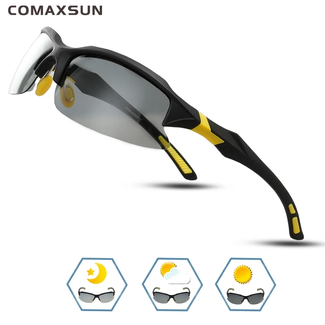 COMAXSUN Professional Polarized Cycling Glasses Bike Bicycle Goggles Driving Fishing Outdoor Sports Sunglasses UV 400 Tr90 Style 2 Black Yellow
