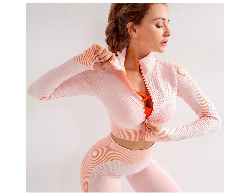 Сексуальный женский топ для йоги, спортивные рубашки, одноцветные, высокоэластичные, для спортзала, йоги, топ для бега, дышащие, с длинным рукавом, футболки для спортзала, укороченный топ
