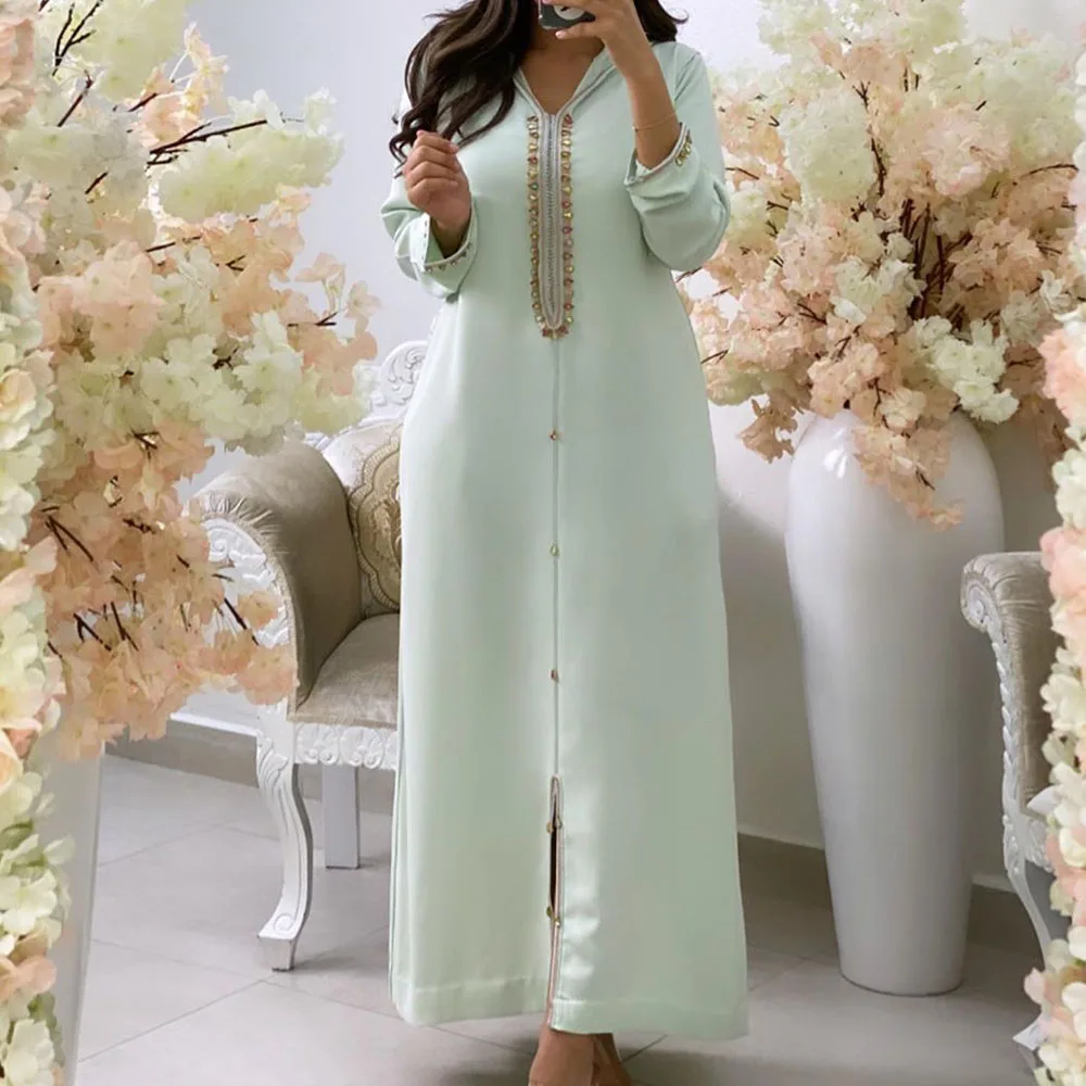 Elegant White Dress 2020 African A Line Long Dresses Women Robe Plain Casual Femme Vestiods Office Maxi Dresses Muslim Retro long gown