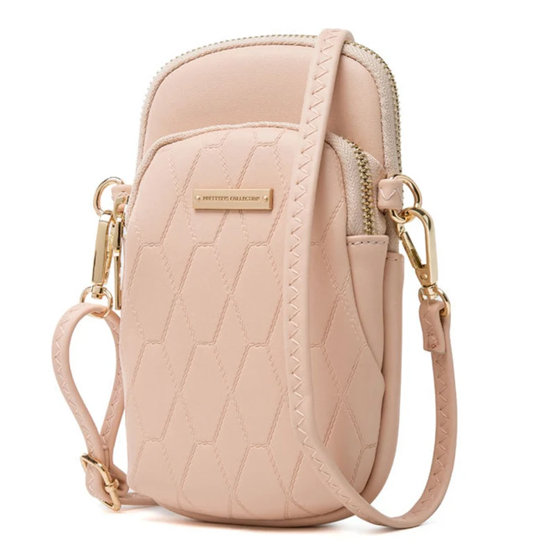 

New Fashion Women Phone Crossbody Bag Mini Shoulder Bag Rhomboids PU Leather Wallet Purse Bolsos Mujer J9