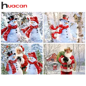 

Huacan 5D DIY Diamond Painting Snowman Full Square/Round Diamond Embroidery Mosaic Christmas Decorations For Home
