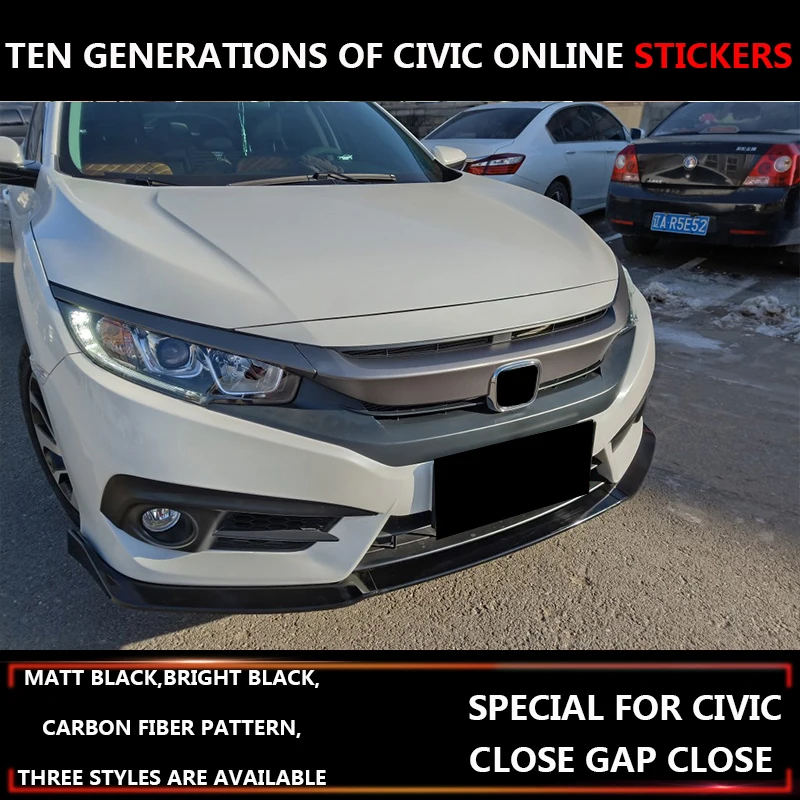 Для Honda Civic 9 шт Передняя средняя решетка гриль крышка-наклейка для салона черные декоративные аксессуары для стайлинга автомобилей