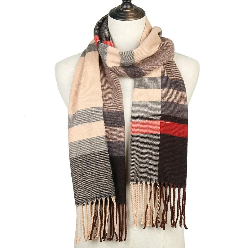 Новинка 2019 женский зимний шарф мягкие теплые кашемировые шарфы в клетку женские