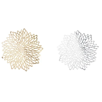 

10PCS Gold and Silver Placemat Coaster Insulation Pad Wedding Decoration Placemat