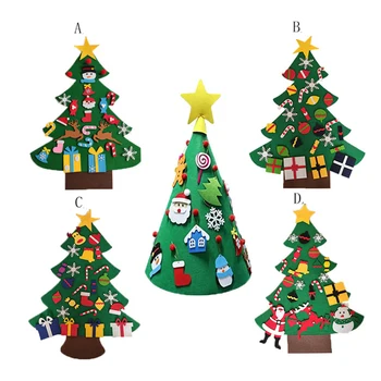 

Felt Cloth Christmas Tree Decoration Children's Puzzle DIY Handmade Products Christmas Day Dress Up Tree Pendant 2021 New Year