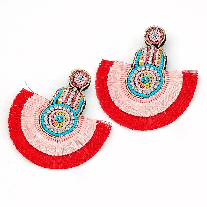 E1252 Red Pink Sehuoran, серьги с кисточками в виде большого ангела для женщин, Эффектные серьги с кристаллами, модные ювелирные изделия Oorbellen Brincos - Окраска металла: E1252 Red Pink
