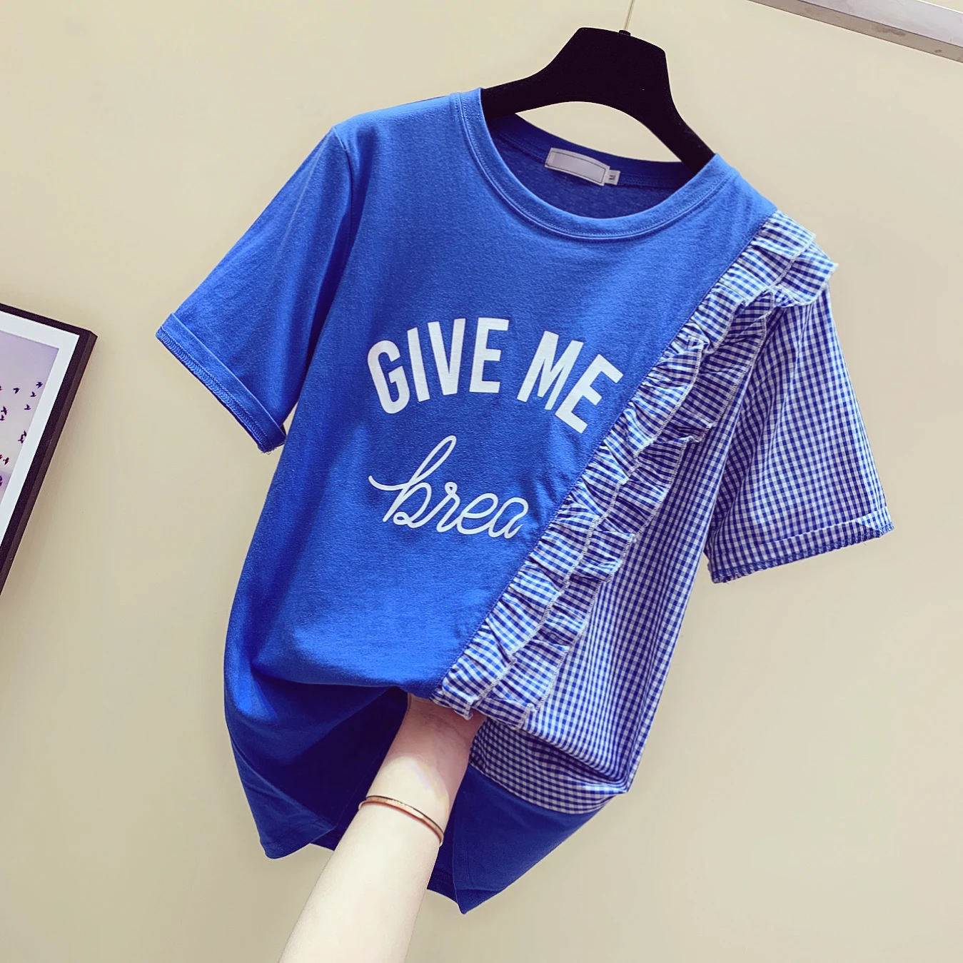 

Spring Summer T-shirt Woman New Letter Printed Loose T-shirt Lady's Short Sleeve Stripe Cotton Tshirt Girls Students Tops Tee