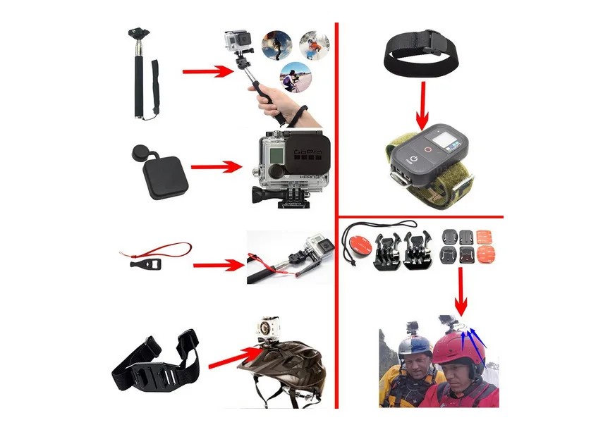 GoPro Hero4/3+/3 Sj4000 50000 6000 7000 аксессуары набор 33 частей Комбинации