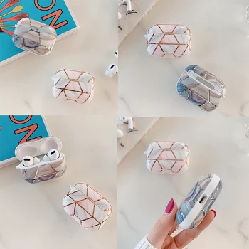 

Geometric Marble Earphone Case For Apple Airpods 2 1 Bluetooth Wireless Headphone Cover For AirPods 3 Pro Soft IMD Charging Box