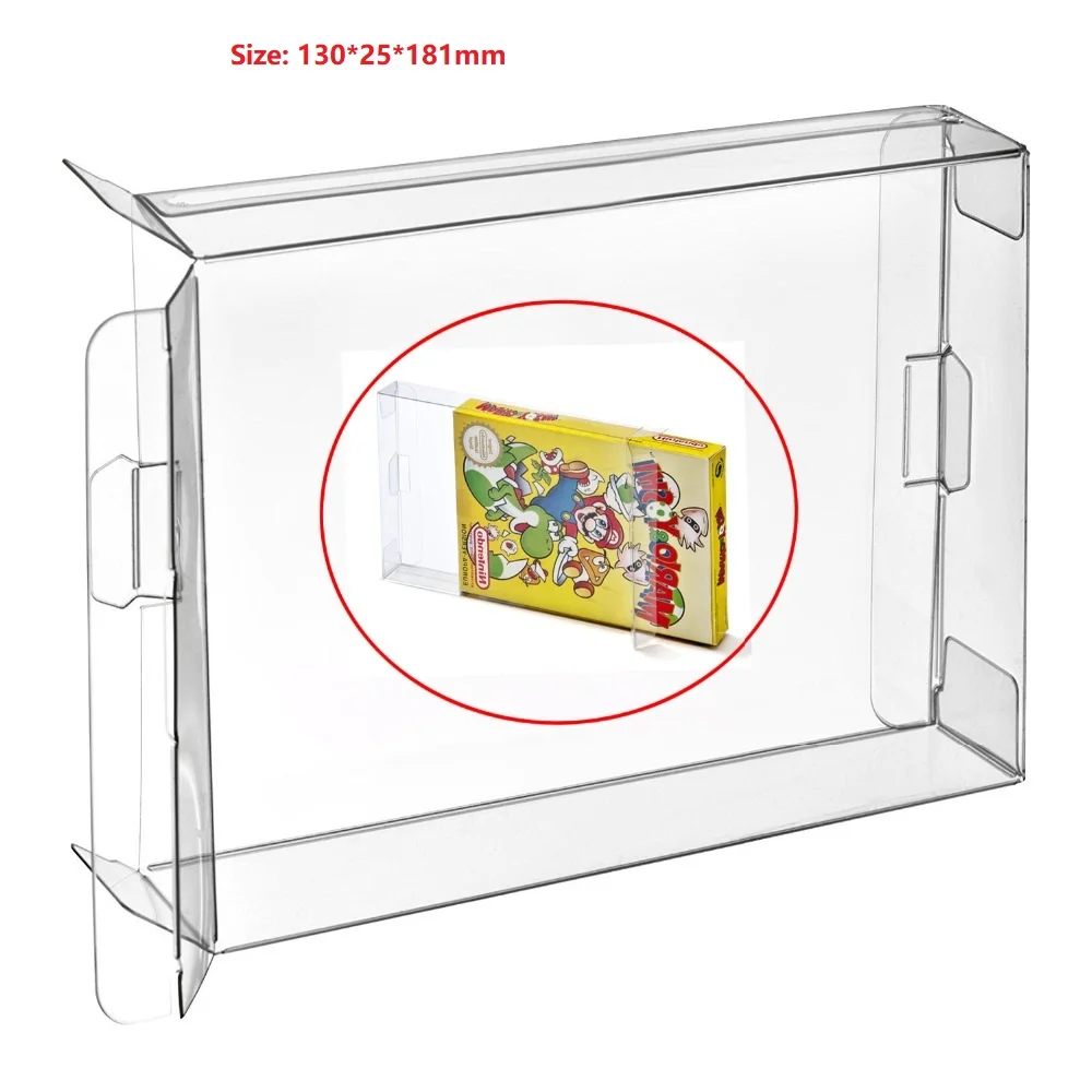 

H 10Pcs Clear Box Case Sleeve CIB Protector for NES Games Cartridge Box