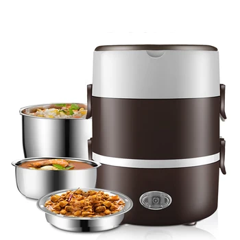 

220V Mini Electric Rice Cooker 2/3 Layers Steamer Stainless Steel Portable Meal Thermal Heating Lunch Box Food Container Warmer