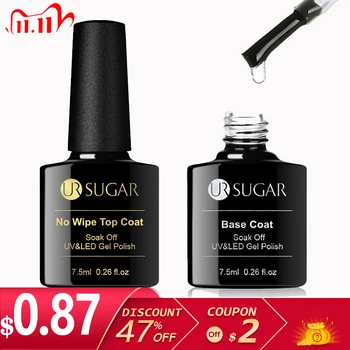 

UR SUGAR 7.5ml No Wipe Base Top Coat Color Gel Nail Polish Matte UV Top Coat UV LED Soak Off Nail Art Gel Varnish varnish