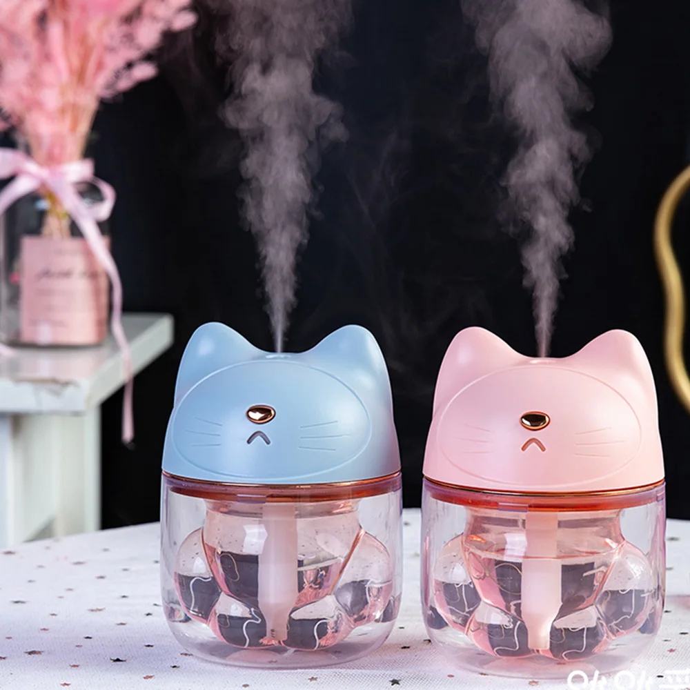 

3 in 1 Ultrasonic Air Humidifier USB Cat Mini Humidifiers Aroma Oil Diffuser Air Purifier With LED Light Mini USB Fan For Car
