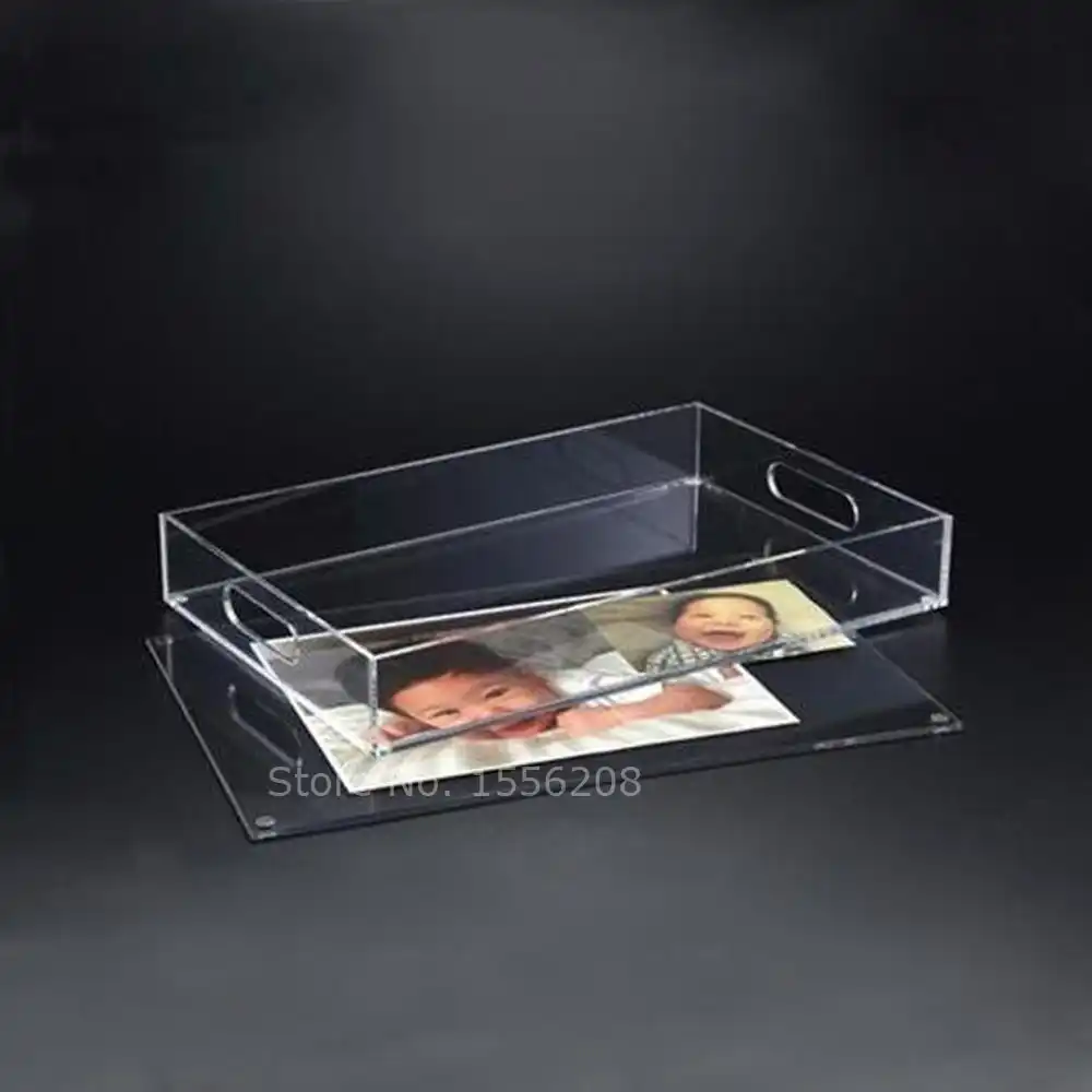 Acrylic Storage Tray Paper Photo Can Insert Clear Rectangle Makeup Organizer Tray Dessert Plate Jewelry Display Kitchen Decor Aliexpress