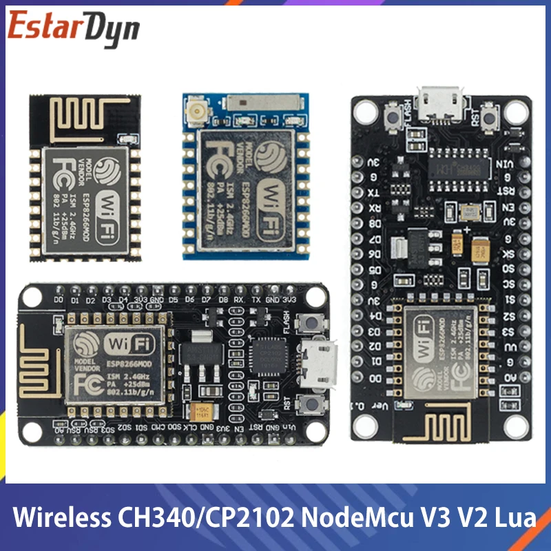 

Wireless Module CH340/CP2102 NodeMcu V3 V2 Lua WIFI Internet of Things Develop Board based ESP8266 ESP-12E with PCB Antenna