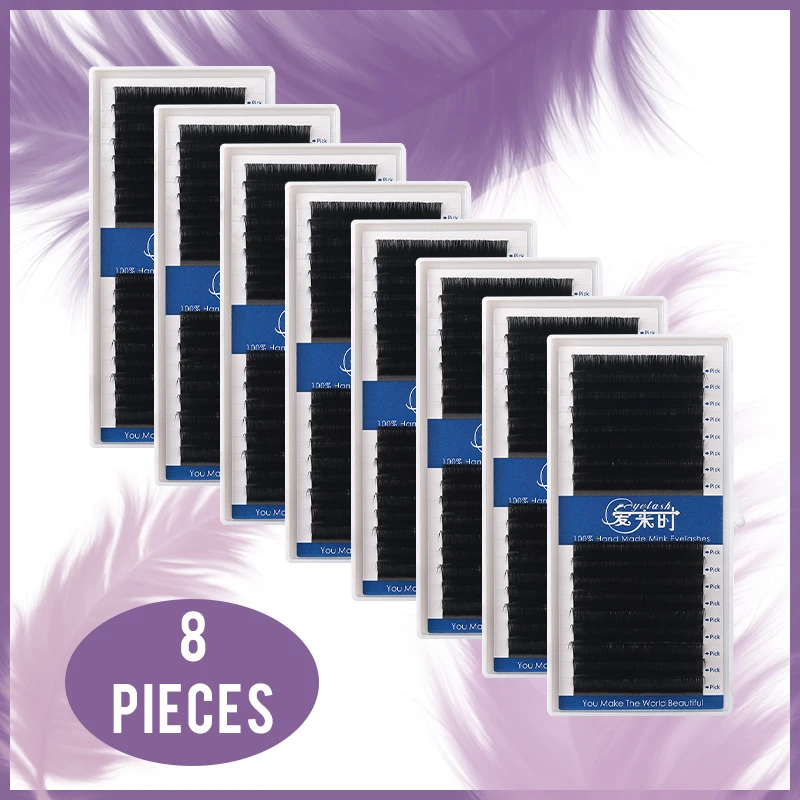 

8Trays Eyelash Extension 0.03-0.25 Thickness Individual Eyelash Extension Korea Silk Volume Eyelashes 16Rows Curl BCD Eye Lashes